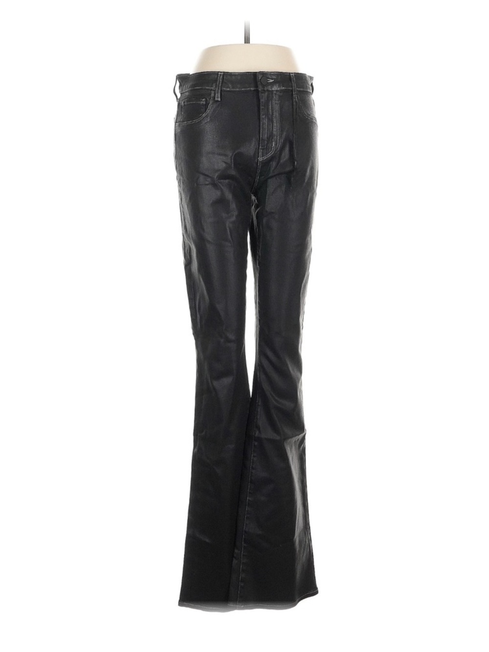 LAGENCE Jeans Womens 29 Selma Black Coated Baby Boot High Rise Stretch Raw Hem